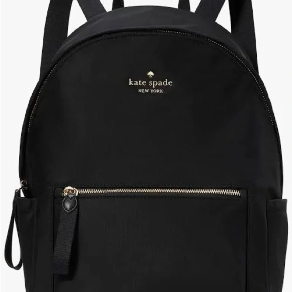 NWOT kate spade Black Nylon Mini Backpack with Gold Logo - Picture 2 of 11